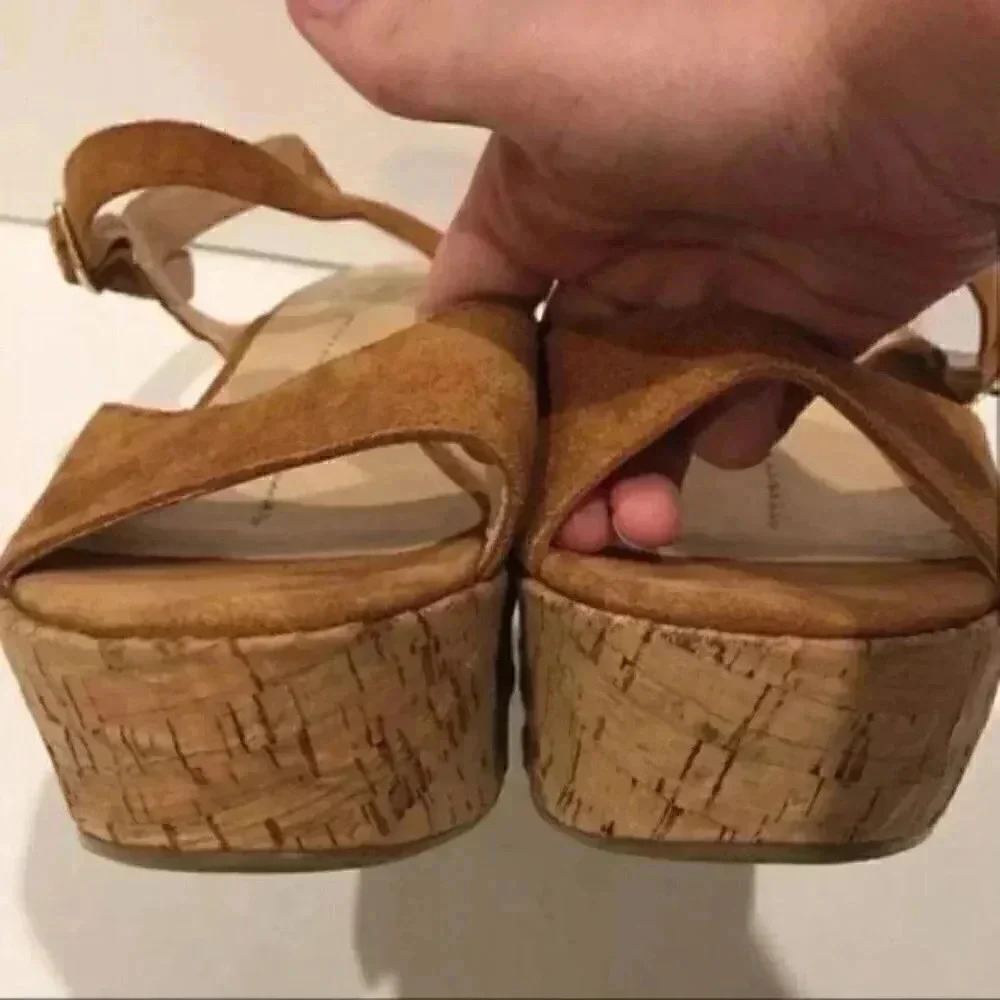 Dv dolce vita flatforms size 9.5 brown suede cork - Picture 4 of 8